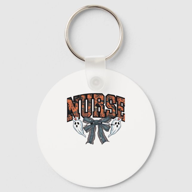 Halloween Nurse Scary Coquette Bow Classic T-Shirt Key Ring (Front)