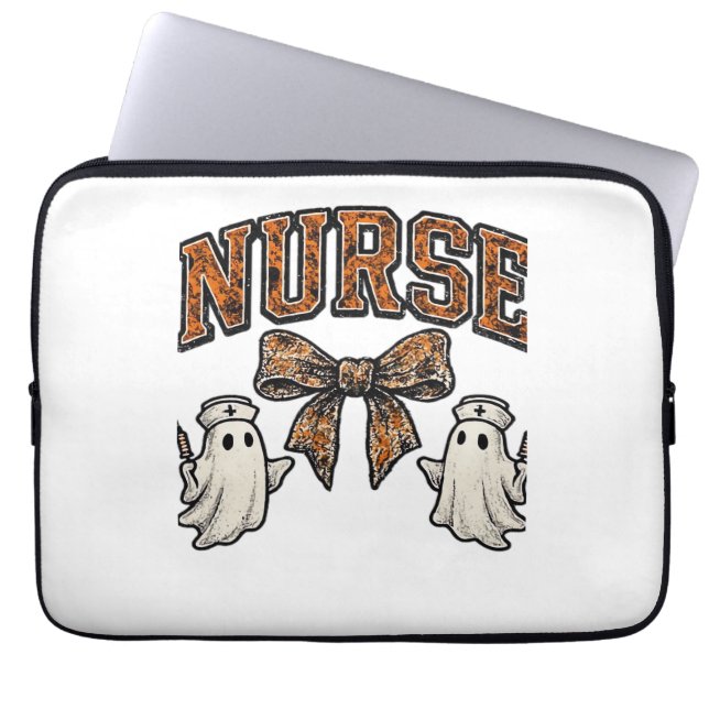 Halloween Nurse Scary Coquette Bow Classic T-Shirt Laptop Sleeve (Front)