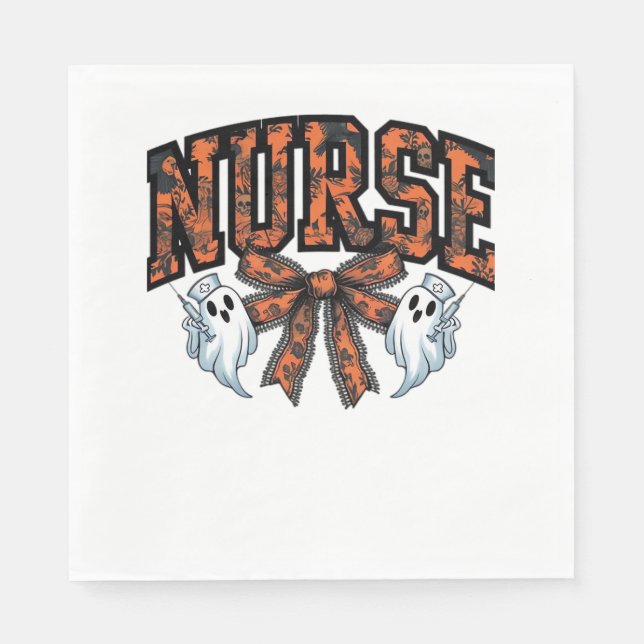 Halloween Nurse Scary Coquette Bow Classic T-Shirt Napkin (Front)