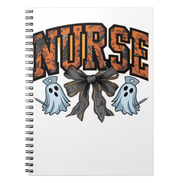 Halloween Nurse Scary Coquette Bow Classic T-Shirt Notebook (Front)