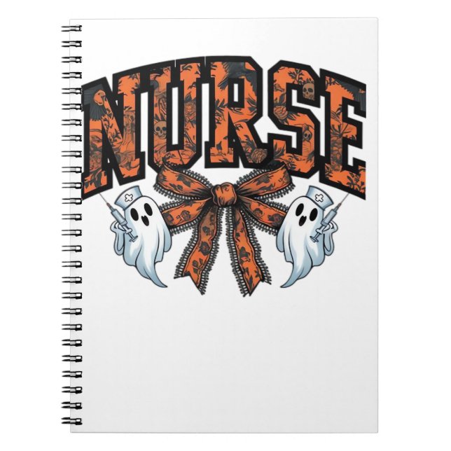 Halloween Nurse Scary Coquette Bow Classic T-Shirt Notebook (Front)