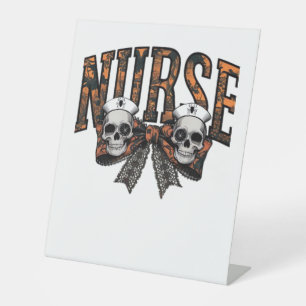Halloween Nurse Scary Coquette Bow Classic T-Shirt Pedestal Sign
