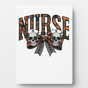 Halloween Nurse Scary Coquette Bow Classic T-Shirt Plaque