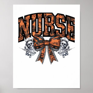 Halloween Nurse Scary Coquette Bow Classic T-Shirt Poster