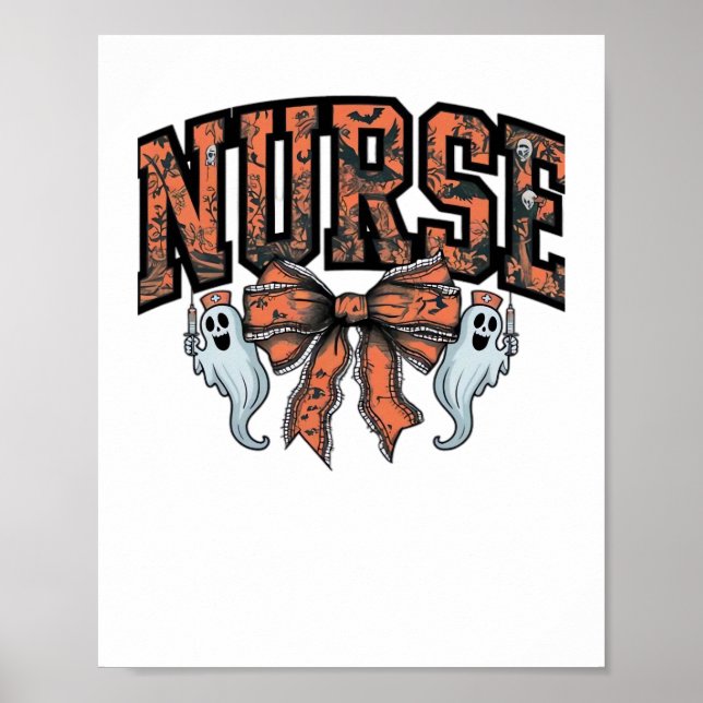 Halloween Nurse Scary Coquette Bow Classic T-Shirt Poster (Front)