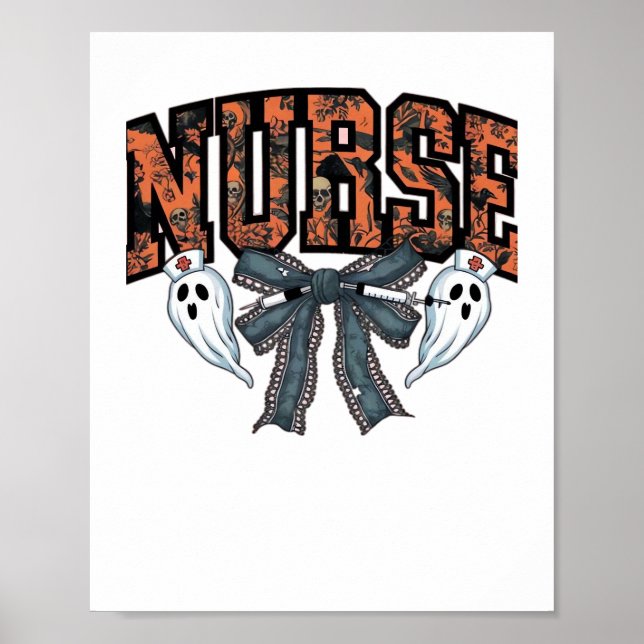 Halloween Nurse Scary Coquette Bow Classic T-Shirt Poster (Front)