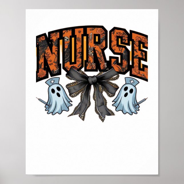 Halloween Nurse Scary Coquette Bow Classic T-Shirt Poster (Front)