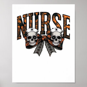 Halloween Nurse Scary Coquette Bow Classic T-Shirt Poster