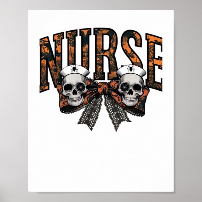 Halloween Nurse Scary Coquette Bow Classic T-Shirt Poster (Front)
