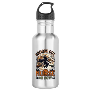 Halloween Nurse Shirt Funny Witch Broom Design_1 532 Ml Water Bottle