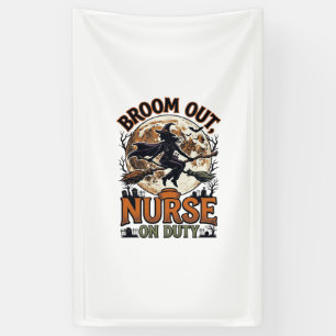Halloween Nurse Shirt Funny Witch Broom Design_1 Banner