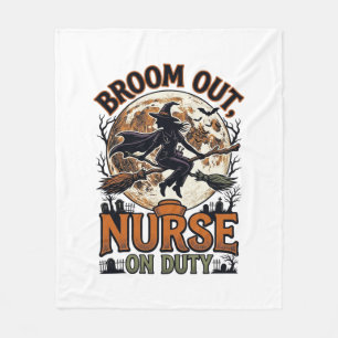 Halloween Nurse Shirt Funny Witch Broom Design_1 Fleece Blanket