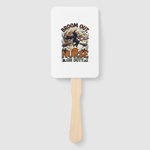 Halloween Nurse Shirt Funny Witch Broom Design_1 Hand Fan