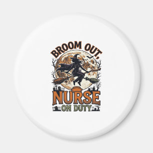 Halloween Nurse Shirt Funny Witch Broom Design_1 Magnet