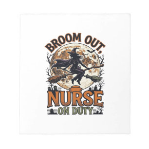 Halloween Nurse Shirt Funny Witch Broom Design_1 Notepad