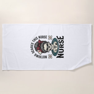Halloween Nurse Shirt Vintage Skull Graphic_1 Beach Towel