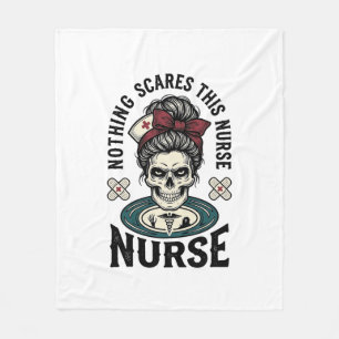 Halloween Nurse Shirt Vintage Skull Graphic_1 Fleece Blanket