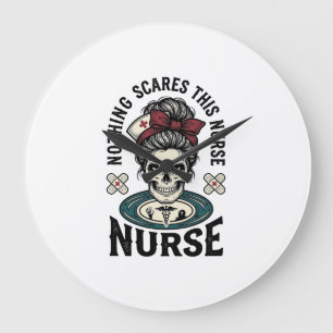Halloween Nurse Shirt Vintage Skull Graphic_1 Large Clock