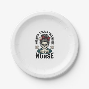 Halloween Nurse Shirt Vintage Skull Graphic_1 Paper Plate