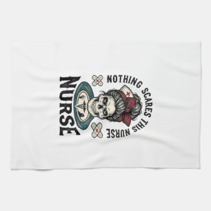 Halloween Nurse Shirt Vintage Skull Graphic_1 Tea Towel