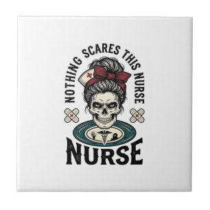 Halloween Nurse Shirt Vintage Skull Graphic_1 Tile