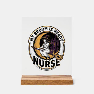 Halloween Nurse Shirt Vintage Witch Broom Design_1 Acrylic Sign
