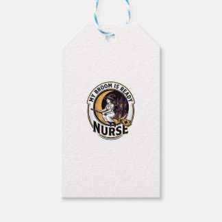 Halloween Nurse Shirt Vintage Witch Broom Design_1 Gift Tags
