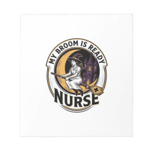 Halloween Nurse Shirt Vintage Witch Broom Design_1 Notepad
