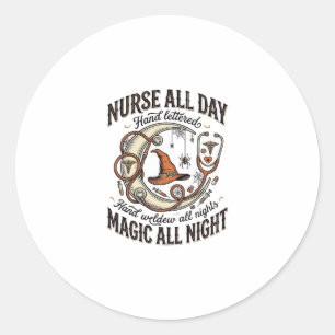 Halloween Nurse Shirt Witchy Medical Night Shift_1 Classic Round Sticker