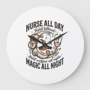 Halloween Nurse Shirt Witchy Medical Night Shift_1 Large Clock