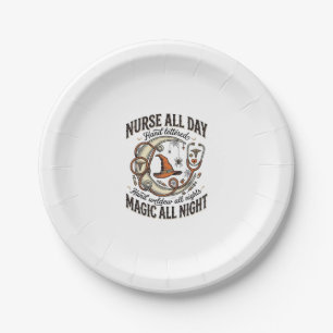 Halloween Nurse Shirt Witchy Medical Night Shift_1 Paper Plate