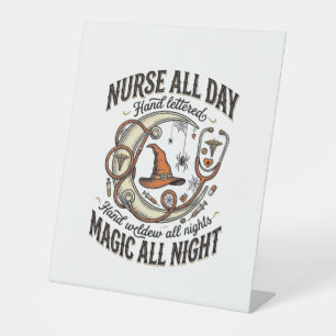 Halloween Nurse Shirt Witchy Medical Night Shift_1 Pedestal Sign