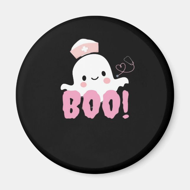 Halloween Nurse Shirts Women Boo! T-Shirt Ghost Nu Magnet (Front)