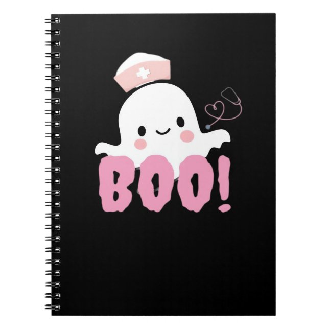 Halloween Nurse Shirts Women Boo! T-Shirt Ghost Nu Notebook (Front)