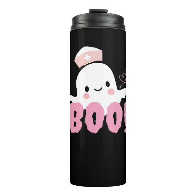 Halloween Nurse Shirts Women Boo! T-Shirt Ghost Nu Thermal Tumbler (Front)