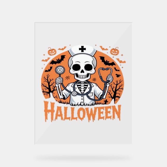 Halloween Nurse skeleton Essential T-Shirt_1 Acrylic Sign (Front)