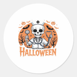 Halloween Nurse skeleton Essential T-Shirt_1 Classic Round Sticker