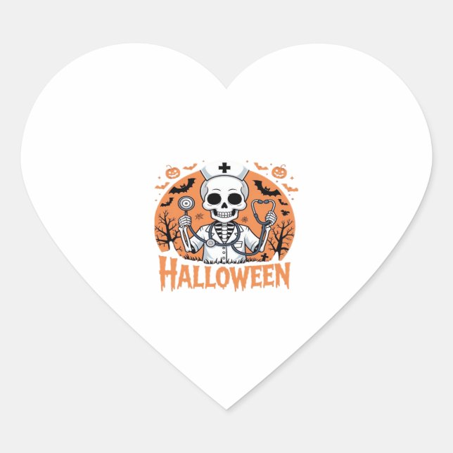 Halloween Nurse skeleton Essential T-Shirt_1 Heart Sticker (Front)