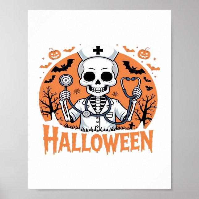 Halloween Nurse skeleton Essential T-Shirt_1 Poster (Front)
