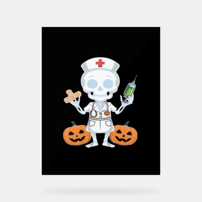 Halloween Nurse Skeleton Essential T-Shirt Acrylic Sign (Front)