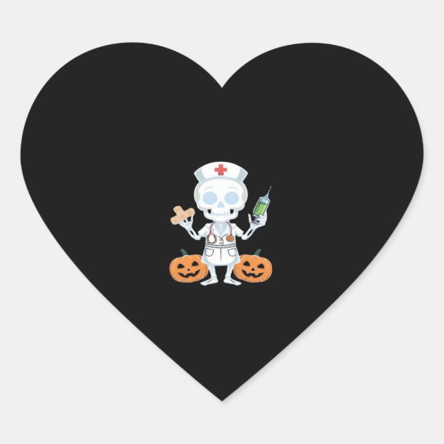 Halloween Nurse Skeleton Essential T-Shirt Heart Sticker (Front)