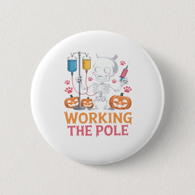 Halloween Nurse Skeleton Funny Joke Essential T-Sh 6 Cm Round Badge (Front)