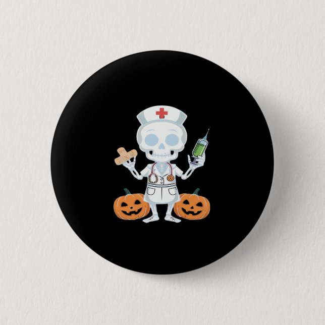 Halloween Nurse Skeleton Funny Joke Essential T-Sh 6 Cm Round Badge (Front)