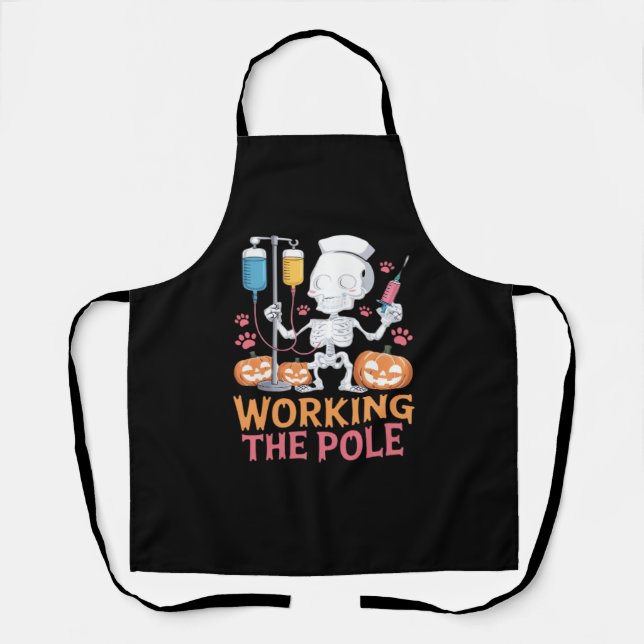 Halloween Nurse Skeleton Funny Joke Essential T-Sh Apron (Front)