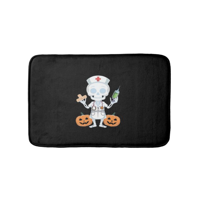 Halloween Nurse Skeleton Funny Joke Essential T-Sh Bath Mat (Front)