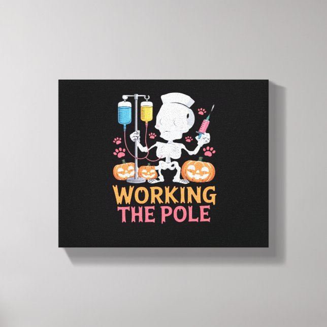Halloween Nurse Skeleton Funny Joke Essential T-Sh Canvas Print (Front)