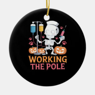 Halloween Nurse Skeleton Funny Joke Essential T-Sh Ceramic Tree Decoration
