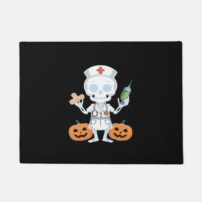 Halloween Nurse Skeleton Funny Joke Essential T-Sh Doormat (Front)