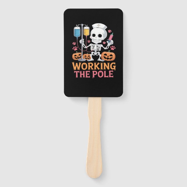 Halloween Nurse Skeleton Funny Joke Essential T-Sh Hand Fan (Front)