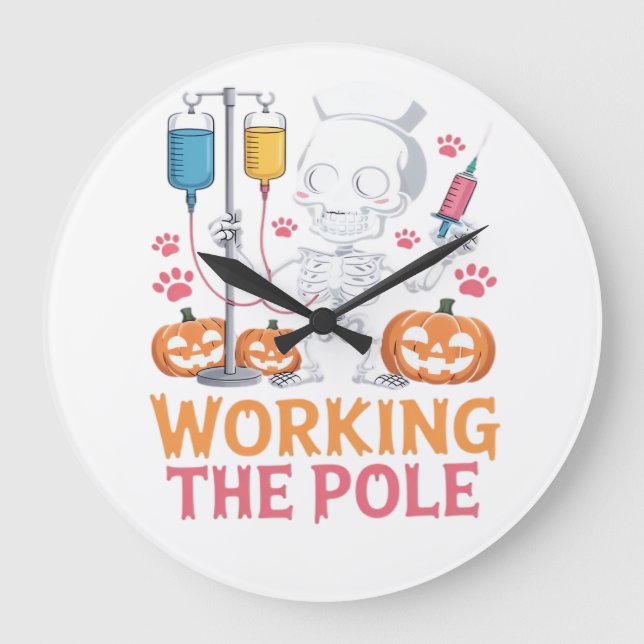 Halloween Nurse Skeleton Funny Joke Essential T-Sh Large Clock (Front)